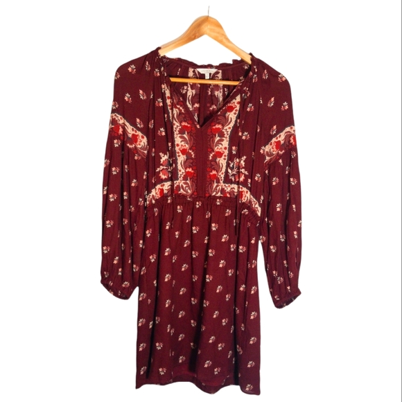 open lace back dress Lucky For You Floral Maxi Dress - Redwood